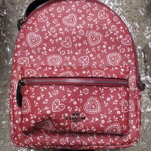 Coach Lace Heart Print Charlie Backpack